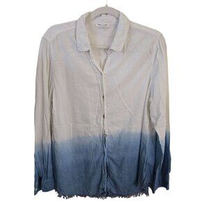 Beach Lunch Lounge Elyse Dip Dye Button Down Linen Blend Shirt Size L